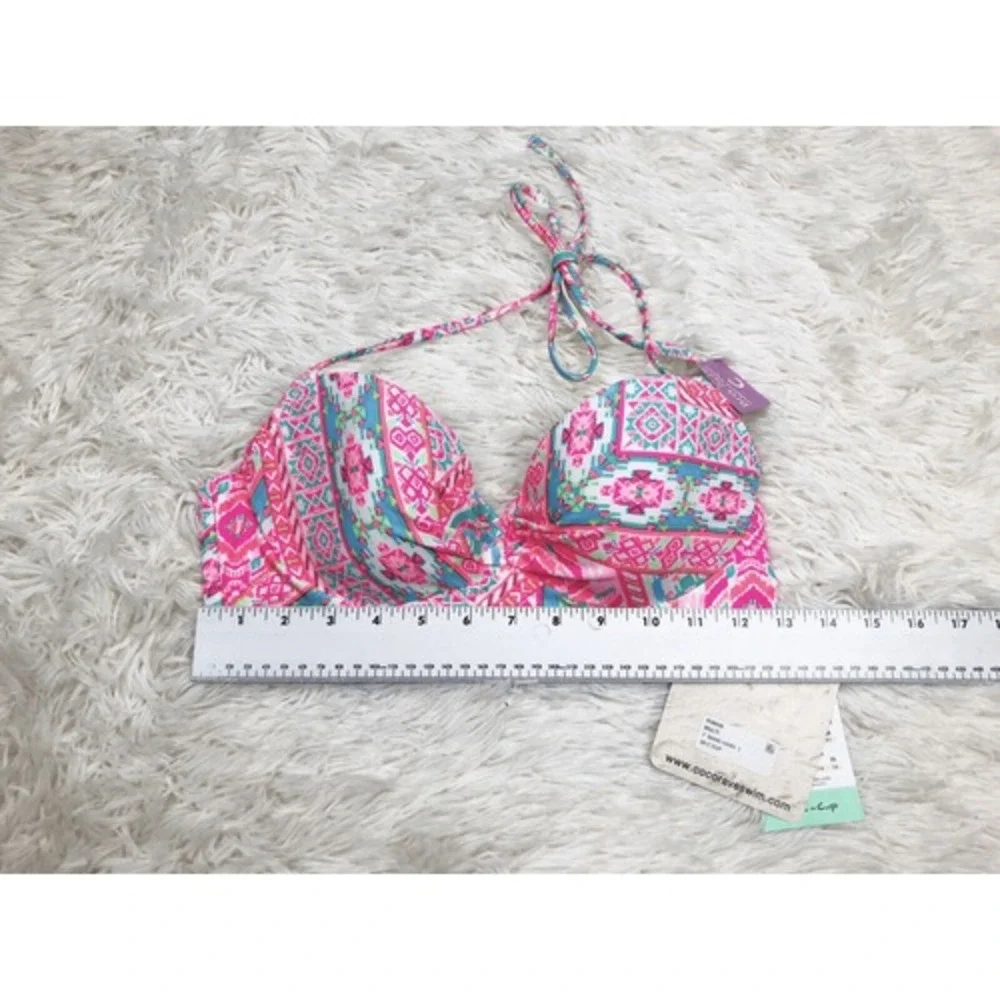 Coco Rave Nixie Bandeau Top Playa It Cool Pink Multi Size 34C